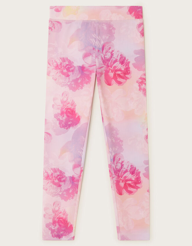 Digital Print Floral Leggings Pink, Girls' Trousers & Leggings