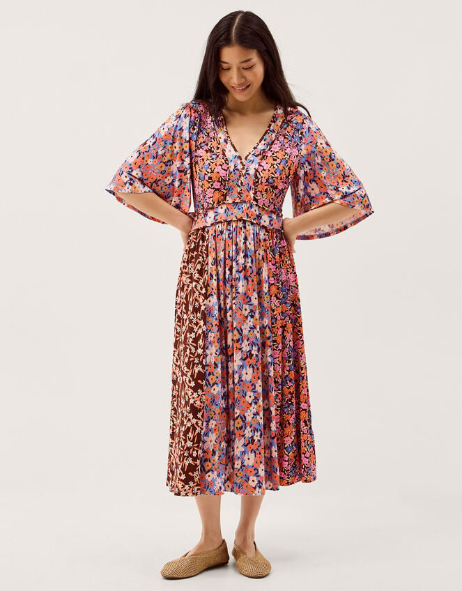 Ceri Floral Print Jersey Midi Dress, Multi (MULTI), large