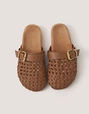 Freya Woven Leather Mules, Natural (NEUTRAL), large