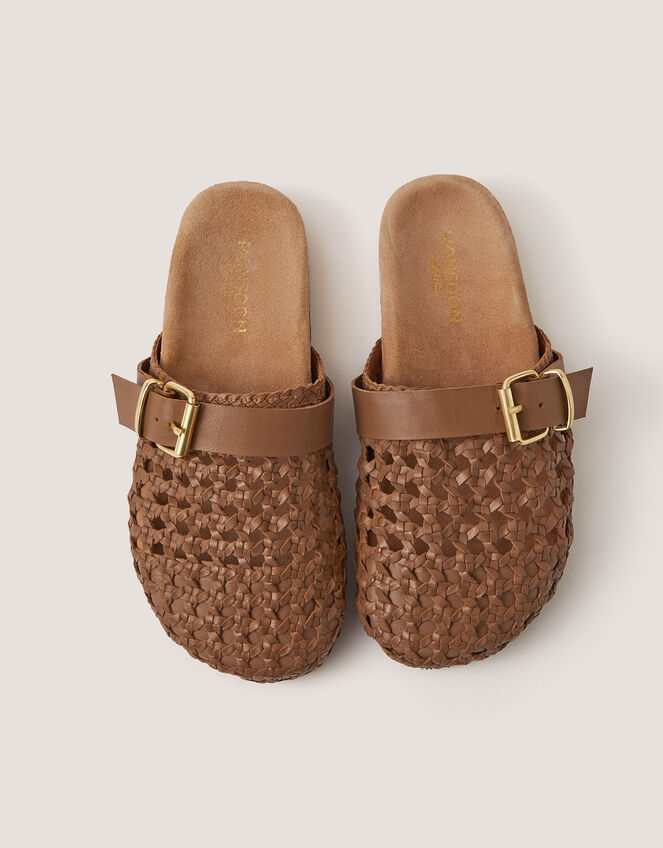 Freya Woven Leather Mules, Natural (NEUTRAL), large