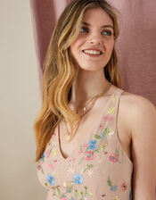 Abigail Embroidered Frill Maxi Dress, Nude (NUDE), large