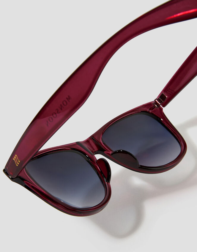 Flat Top Square Sunglasses, Red (BURGUNDY), large