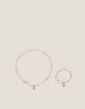 Bow Beaded Necklace & Bracelet Set, , large