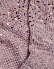 Sequin Spray Ribbed Crew Neck Jumper, Pink (DUSKY PINK), large