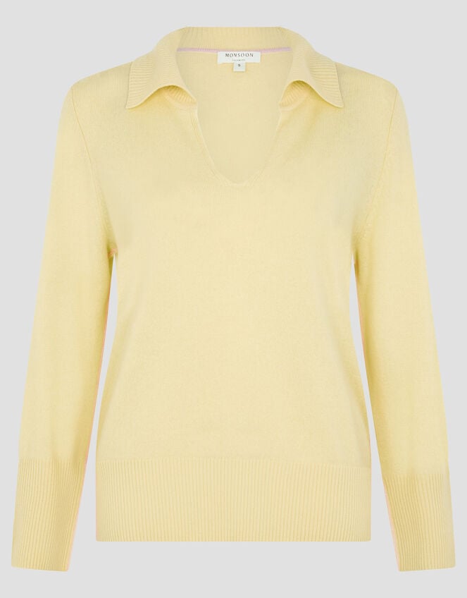 Cara Collar Cashmere Jumper, Yellow (YELLOW), large