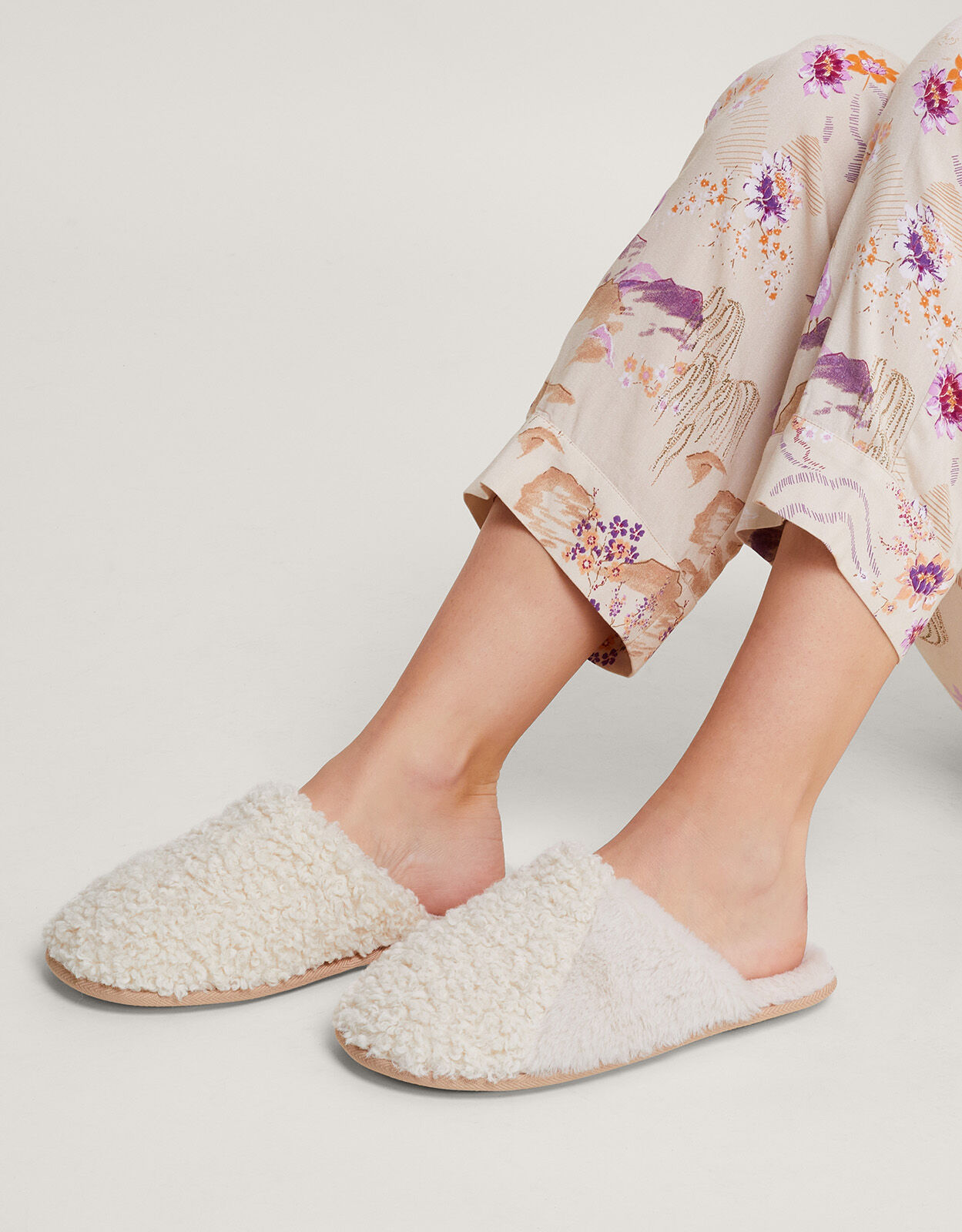 Cream mule slippers discount