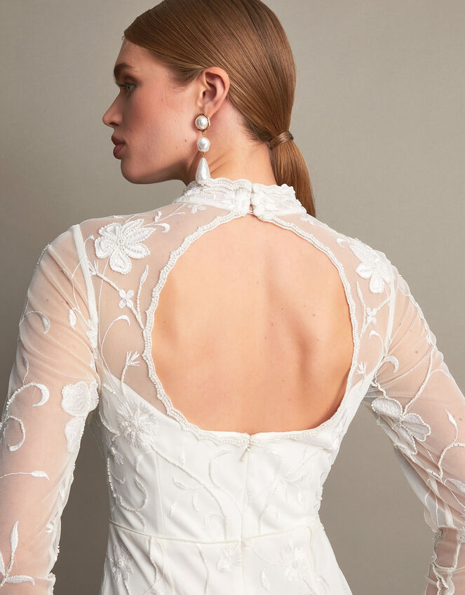 Krystyna Embroidered Short Wedding Dress, Ivory (IVORY), large