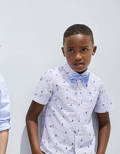 Aaron Striped Shirt and Bow Tie Set, Ivory (IVORY), large