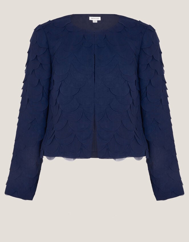 Elora Scalloped Chiffon Jacket, Blue (NAVY), large