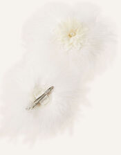 Pearl Pom-Pom Fluffy Hair Clips, , large