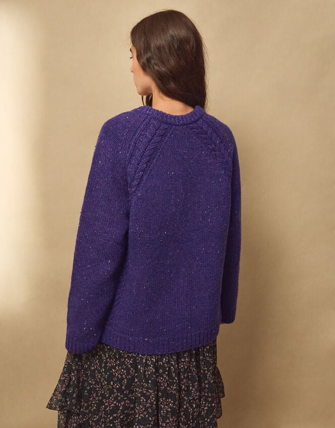 East Ami Cable Knit Jumper, VIOLET, large