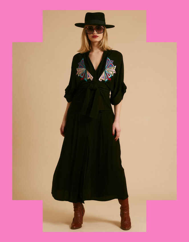 Tallulah and Hope Gloria Embroidered Blouse, Black (BLACK), large