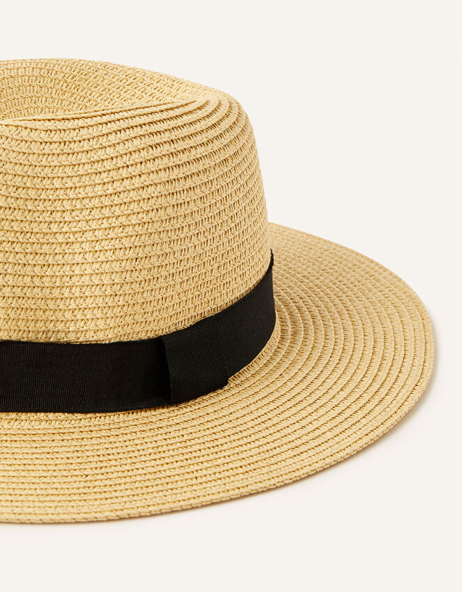 Band Trim Fedora Hat , Natural (NATURAL), large