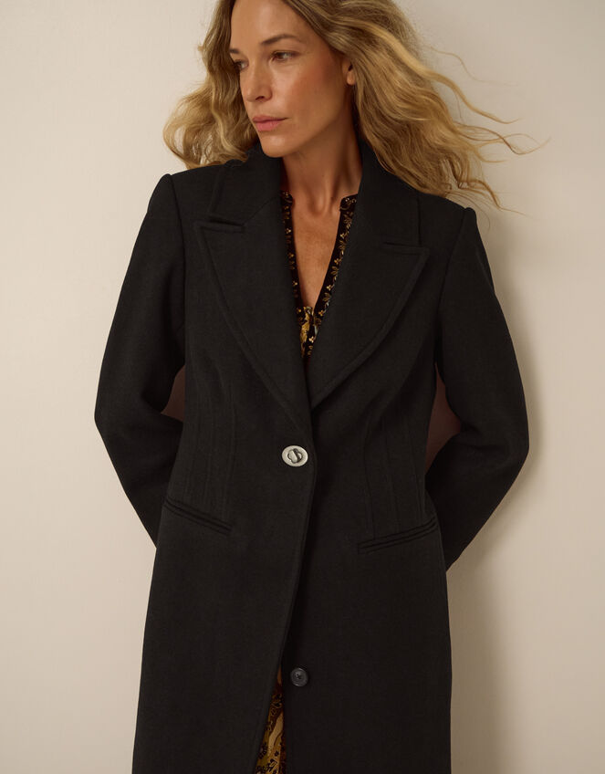 Celia Wool Blend Coat, Black (BLACK), large