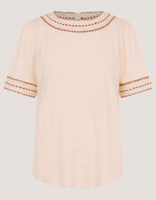 Tina Trim Jersey T-Shirt, Ivory (IVORY), large