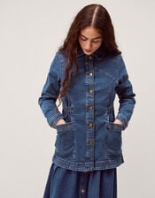 Mabel Longline Denim Jacket, Blue (MID AUTHENTIC BLUE), large