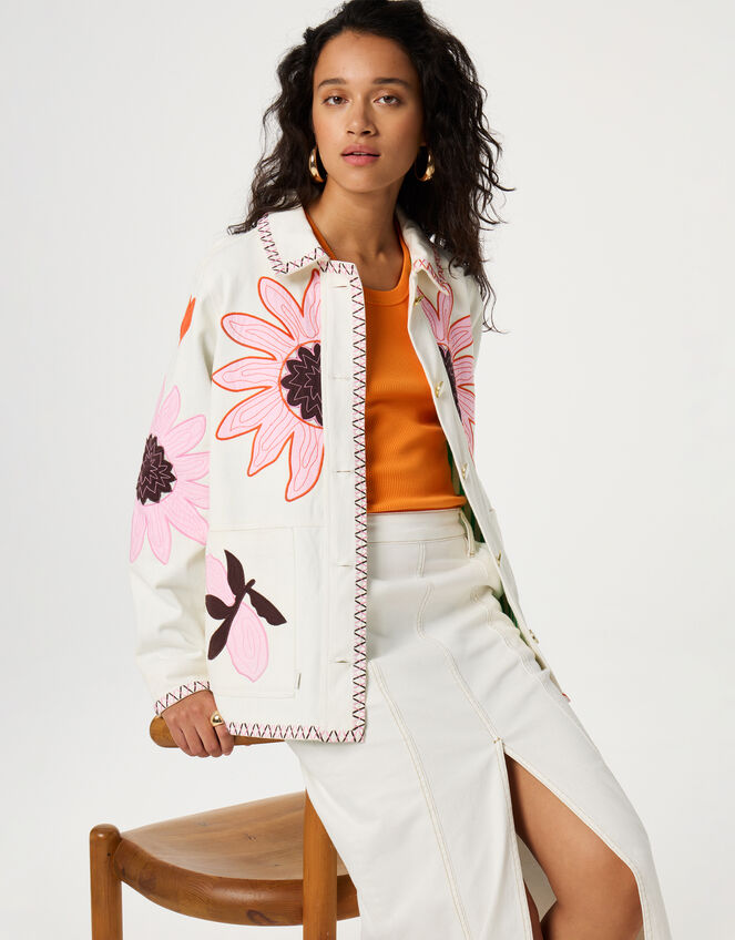 Fabienne Chapot Elody Embroidered Shacket, White (WHITE), large