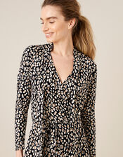 Amelia Animal Print Jersey Jumpsuit, Black (BLACK), large