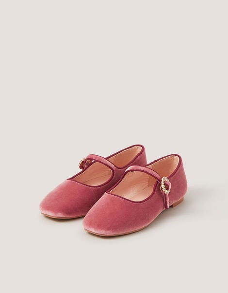 Velvet Mary Jane Ballet Flats, Pink (PINK), large