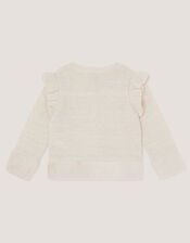 Baby Bow Faux Fur Trim Cardigan, Ivory (IVORY), large