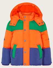Colour Block Puffer Coat, Multi (MULTI), large
