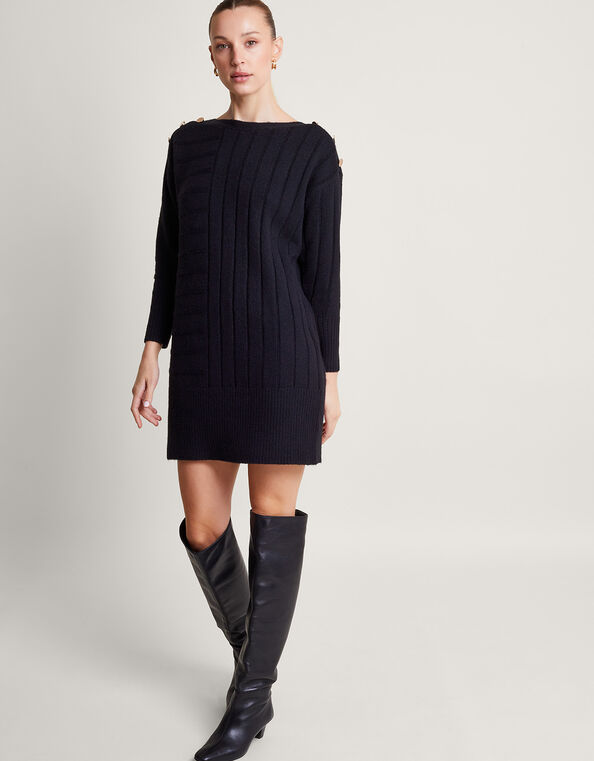 Jo Sweater Dress, Black (BLACK), large