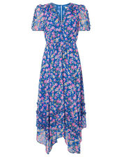 Rebecca Floral Chiffon Dress, Blue (BLUE), large