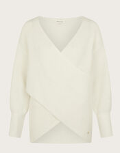 Pippa Wrap Jumper, Ivory (IVORY), large