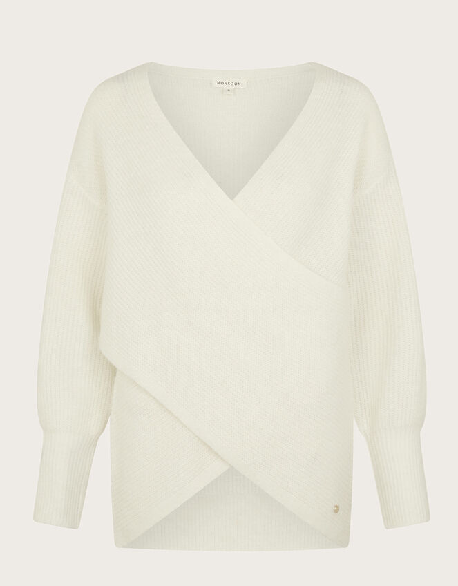 Pippa Wrap Sweater, Ivory (IVORY), large