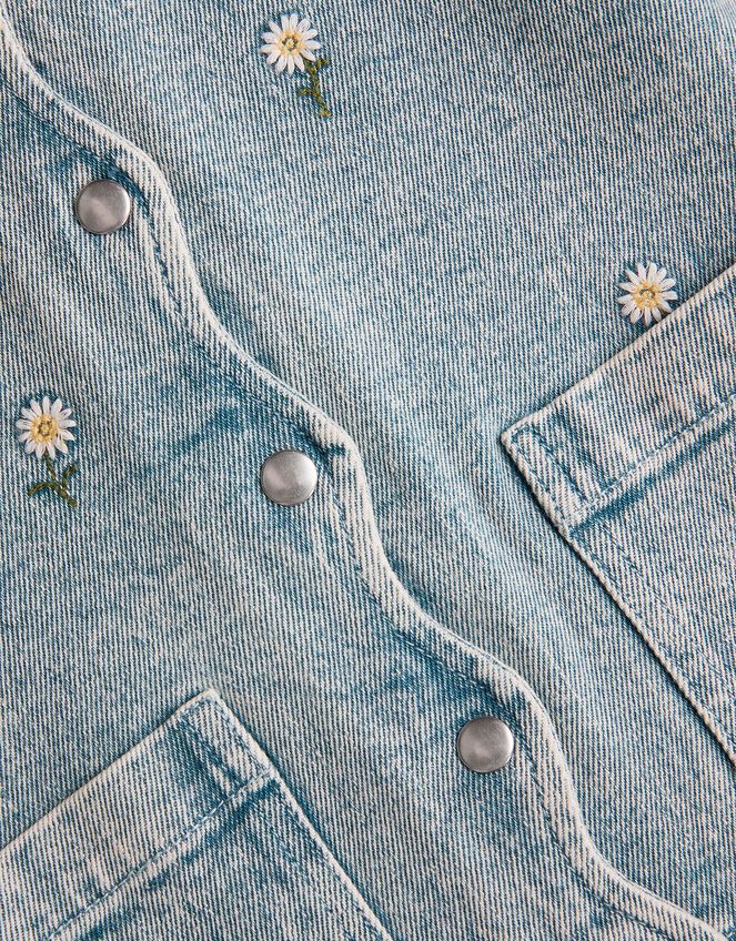 Embroidered Daisy Denim Jacket, Blue (BLUE), large