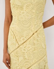 Gianna Sleeveless Lace Midi Dress, Yellow (YELLOW), large