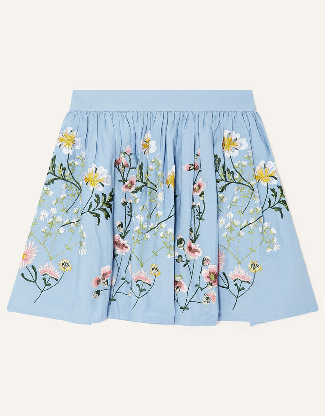 Boutique Meadow Embroidered Skirt, Blue (BLUE), large