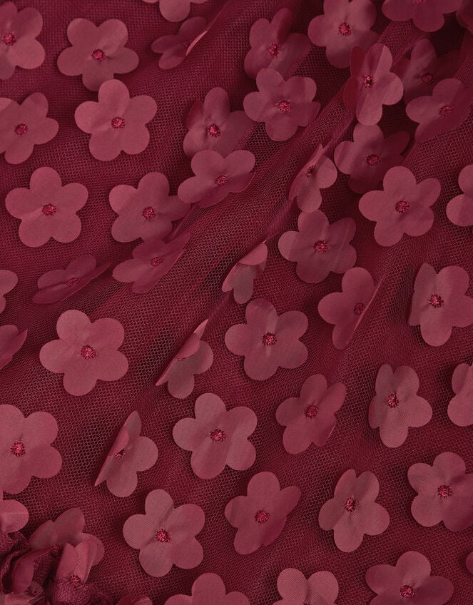 Baby Nayla 3D Flower Party Dress, Red (BURGUNDY), large