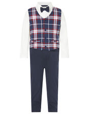 Newborn Baby Smart Check Romper, Blue (NAVY), large