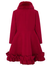 Red Ruffle Hem Coat, Red (RED), large