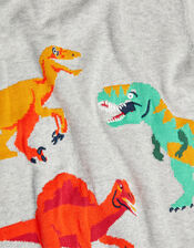 Dominic Dinosaur Knitted Jumper, Grey (GREY), large