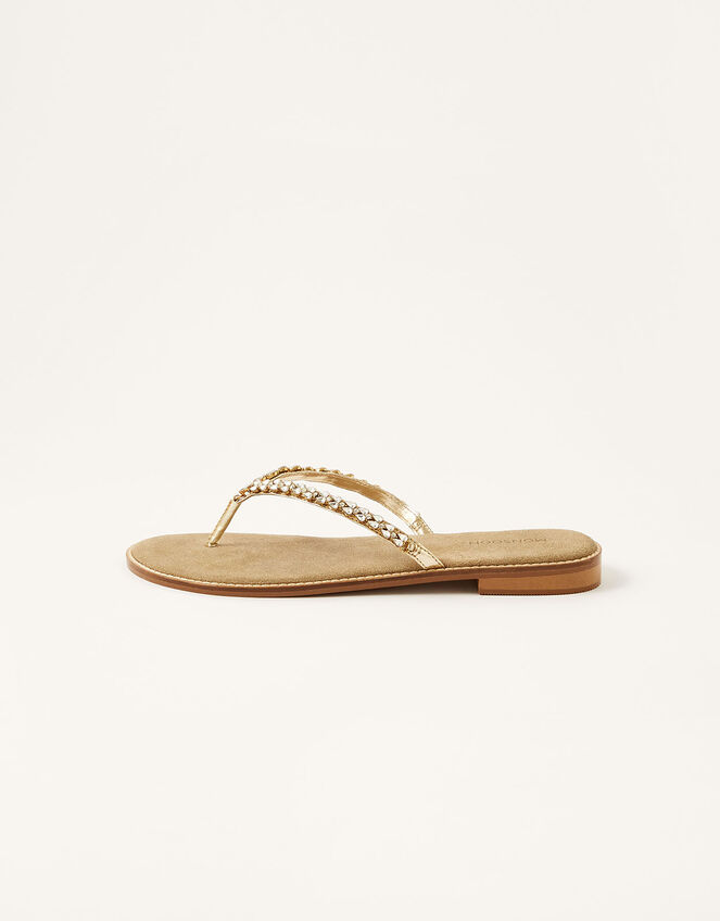 gold diamante flip flops