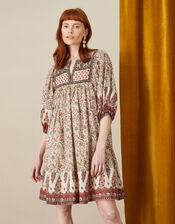 Jess Boho Embellished Dress, Natural (NATURAL), large