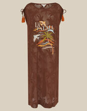 La Palma Jacquard Midi Kaftan, Brown (BROWN), large