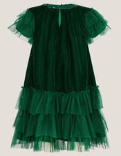 Alexandra Velvet Ruffle Party Dress, Green (GREEN), large