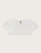 3D Roses Trim Tulle Cover Up, Ivory (IVORY), large