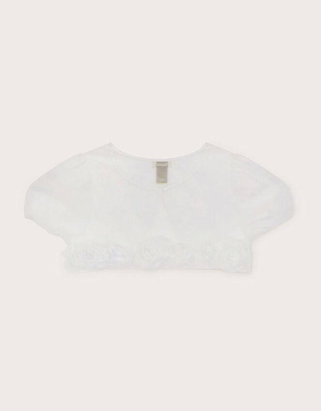 3D Roses Trim Tulle Cover Up, Ivory (IVORY), large