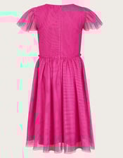 Emma Sequin Ruffle Dress, Pink (BRIGHT PINK), large