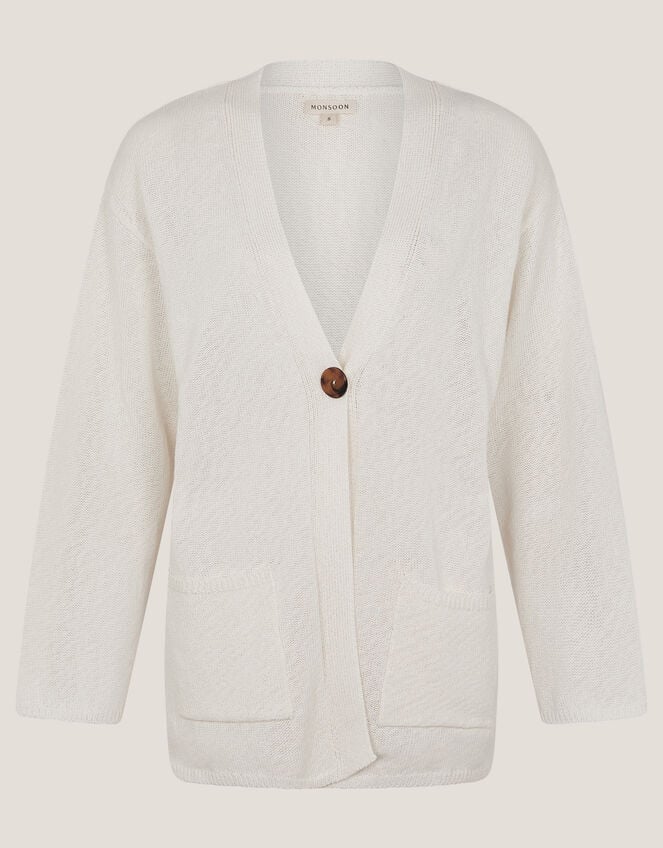 Clo Knit Single-Button Cardigan, Ivory (IVORY), large
