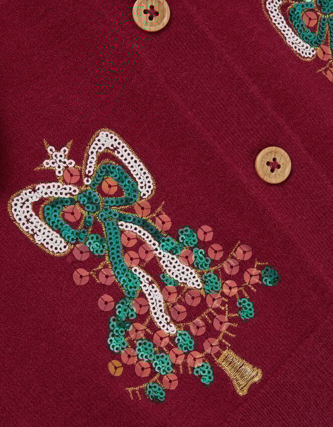 Christmas Tree Embellished Cardigan, Red (RED), large