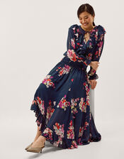 Amber Floral Ruffle Maxi Dress, Blue (NAVY), large
