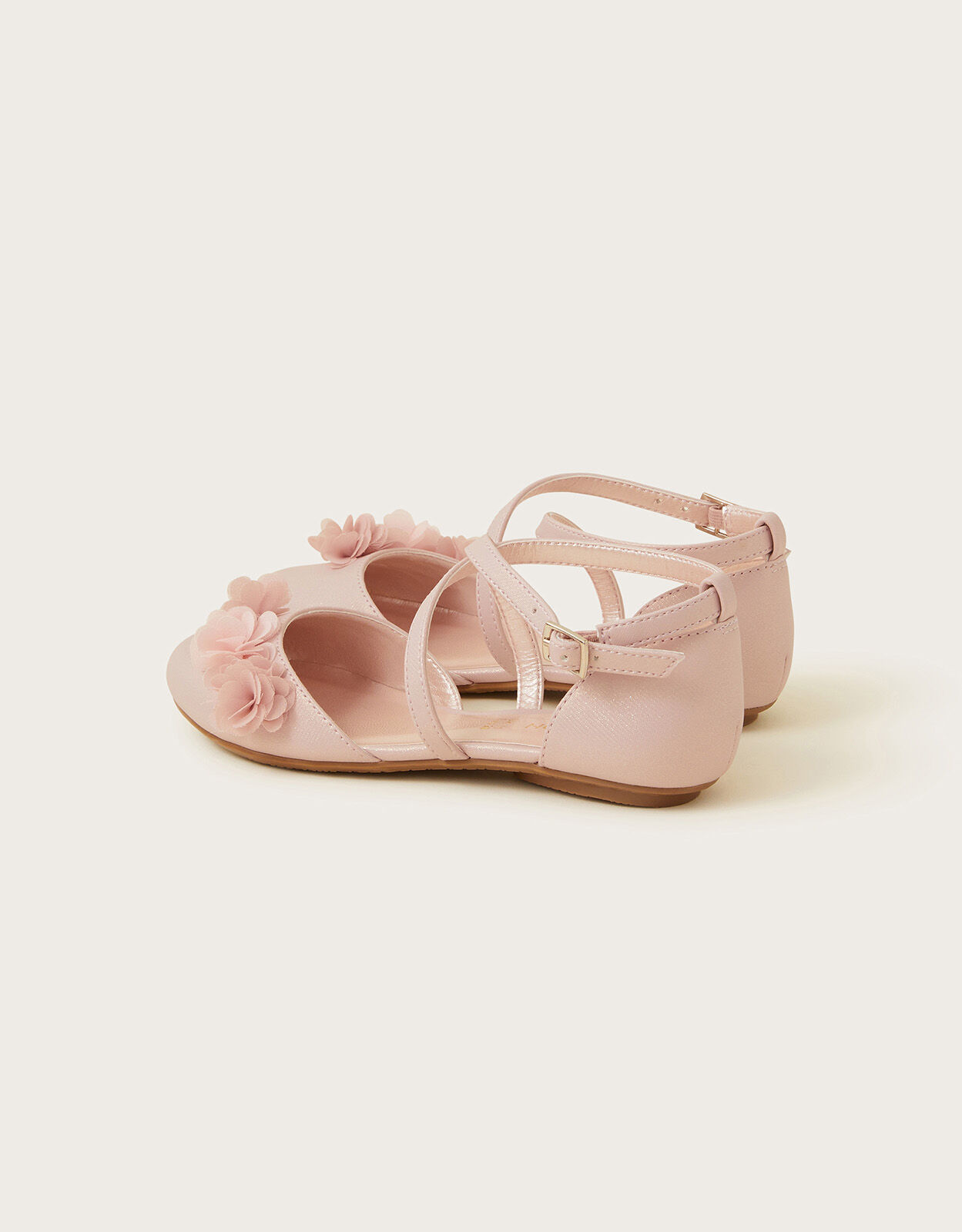 Pom Pom Shimmer Criss Cross Ballerina Flats Pink Girls Flat