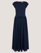 Caitie Polka Dot Midi Dress, Blue (NAVY), large