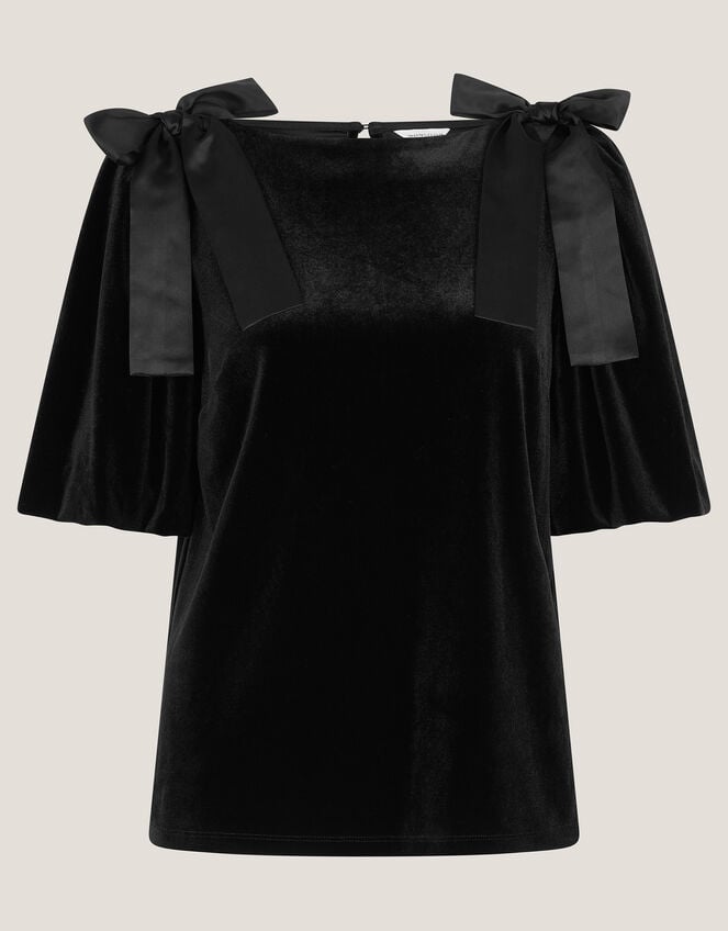 Vittoria Bow Velvet T-Shirt, Black (BLACK), large