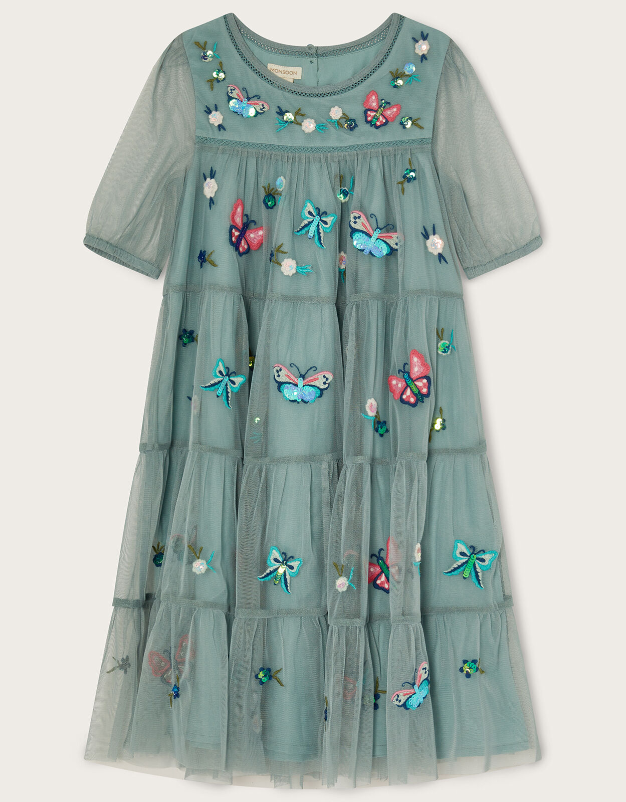Butterfly embroidered dress sales